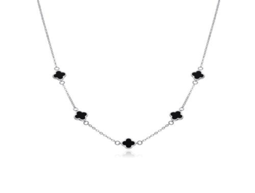 Stříbrný náhrdelník VC s onyxem 42+3cm